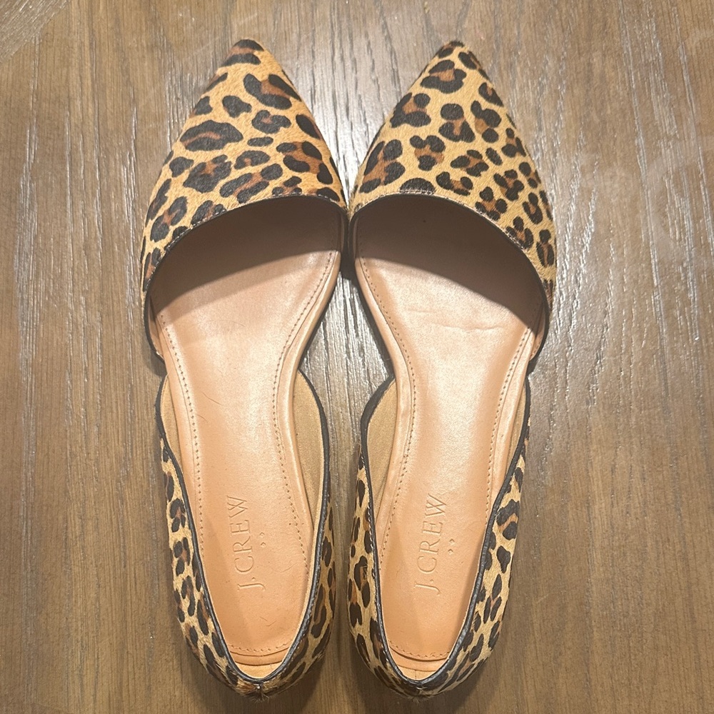 J. Crew Leopard Print Pointed D'Orsay Flats - Brown/Black